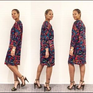 Vintage 1980s Abstract Silk Dress